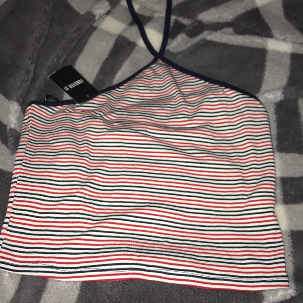 Red, white and blue tie crop top!